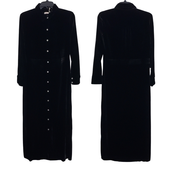 Faherty Stretch Silk Velvet Maxi Dress Women Small Black Side Slits NWT - Picture 1 of 5